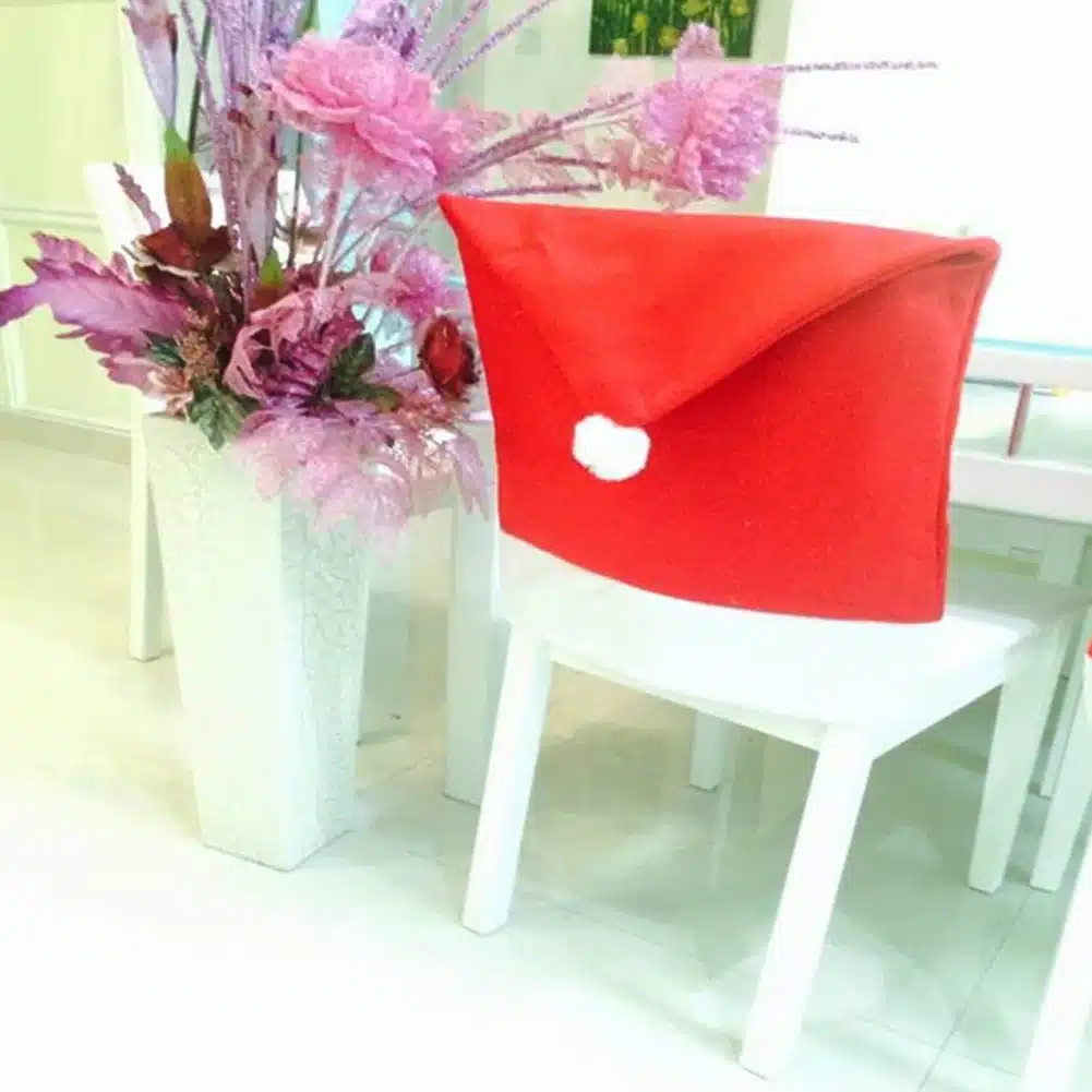 2/4/6pcs Christmas Chair Back Cover decoracion navidad Santa Clause Red Hat Christmas Decoration for Home New Year Decor 15