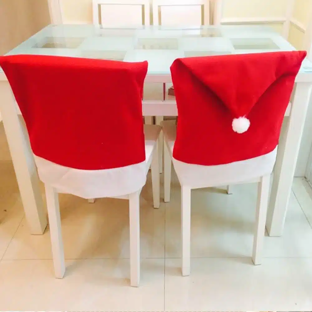 2/4/6pcs Christmas Chair Back Cover decoracion navidad Santa Clause Red Hat Christmas Decoration for Home New Year Decor 16