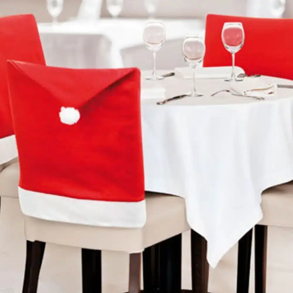 2/4/6pcs Christmas Chair Back Cover decoracion navidad Santa Clause Red Hat Christmas Decoration for Home New Year Decor 18