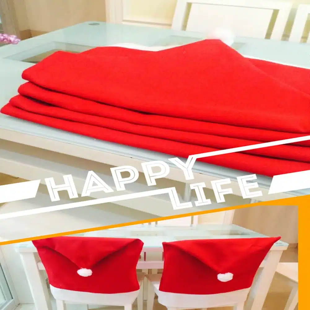 2/4/6pcs Christmas Chair Back Cover decoracion navidad Santa Clause Red Hat Christmas Decoration for Home New Year Decor 20