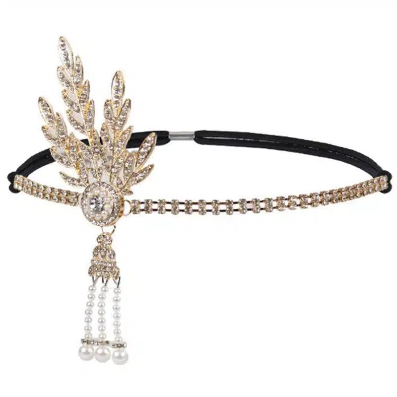 Art Deco Women 1920s Vintage Bridal Headpiece Costume Hair Accessories Flapper Great Gatsby Leaf Medallion Pearl Headband 10