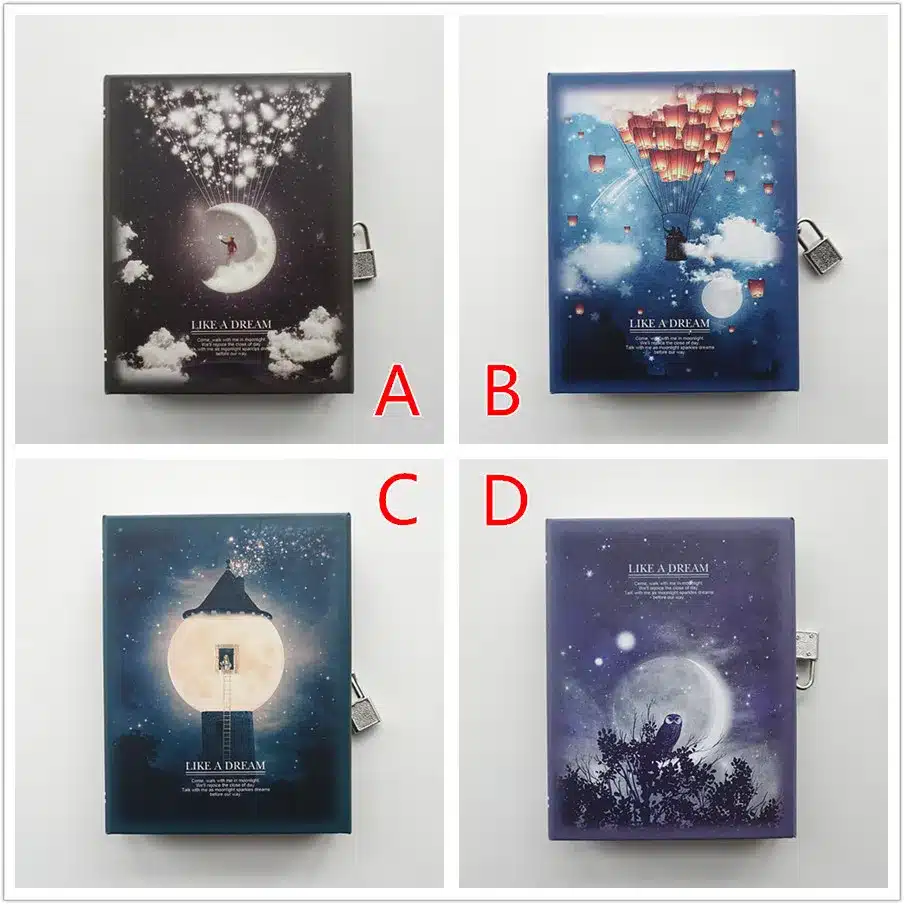 "Like a Dream" Diary with Lock Notebook Cute Functional Planner Lock Book Dairy Journal Stationery Gift Box Package 16
