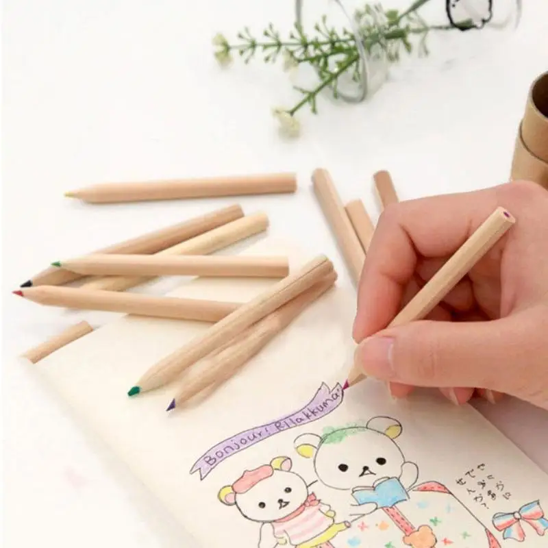 12 Colors Colored Pencils for Sketch Painting Kawaii Girls Fine Drawing Colour Pencil Children's School Gift Cute Drawing Pencil 22