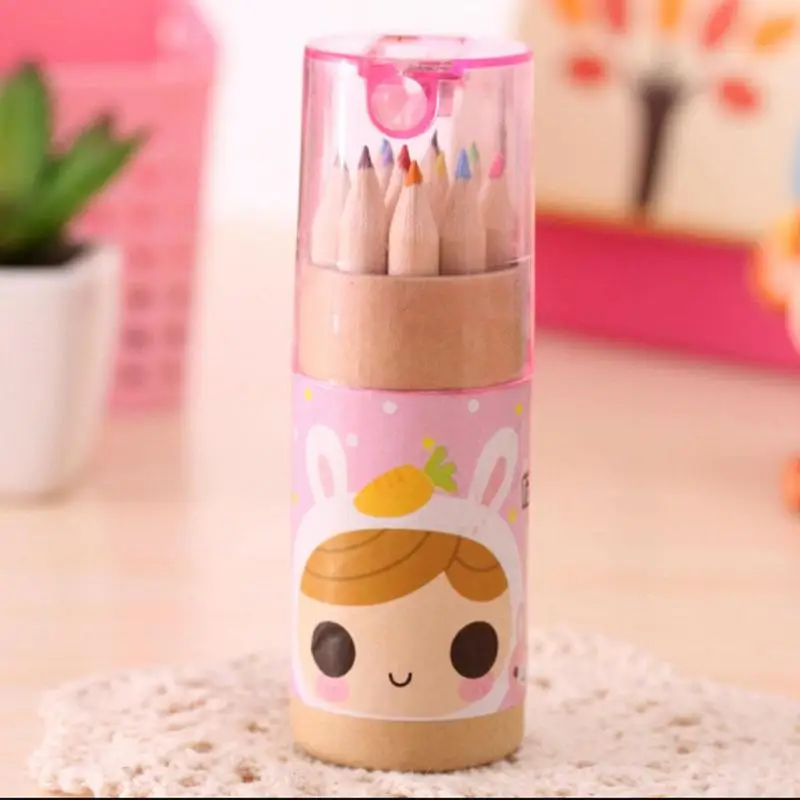 12 Colors Colored Pencils for Sketch Painting Kawaii Girls Fine Drawing Colour Pencil Children's School Gift Cute Drawing Pencil 25