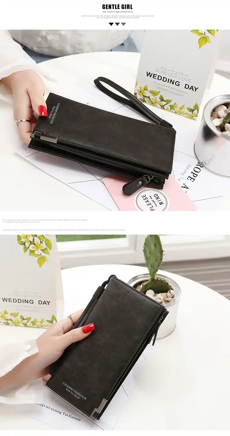 2019 New Wallet Women Leather Purse Wristlet Clutch For Phones Long Big PU Leather Wallet Zip Money Bag Women Coin Purse Card 5