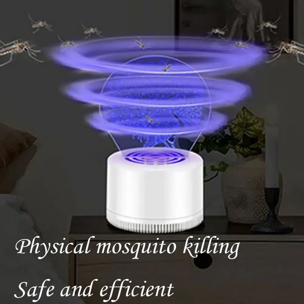 valge silindriline LED lamp, mille kohal on 3D sinine valgusefekt