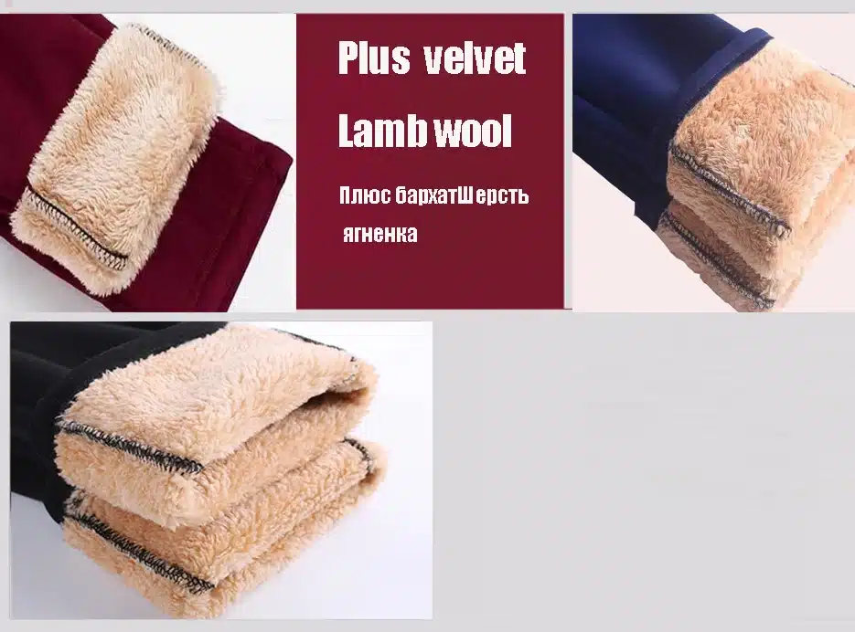 kolm paari sooja voodriga retuuse, millel on lambavillast vooder