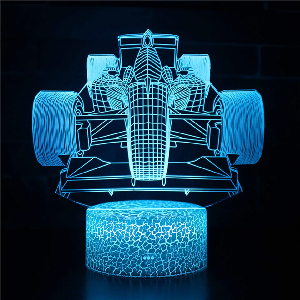 sinine LED öölamp vormelauto kujutisega