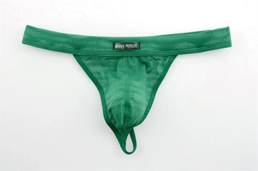 rohelised mustriga meeste stringid, millel on elastne vöökoht