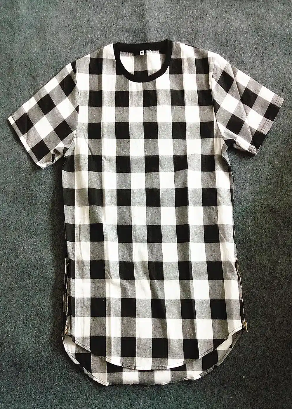 2018 Brand New Clothing Mens Checked Shirt Hip Hop plaid t shirt Zipper Hiphop Swag T-shirts Streetwear Mens Tyga male Tshirt 14