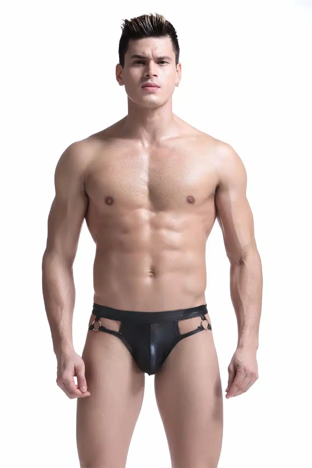 Gay Men Underwear Jockstrap Mens Thongs And G Strings PU Leather Sexy Underwear Men Erotic Penis Men's Thongs String Homme 2