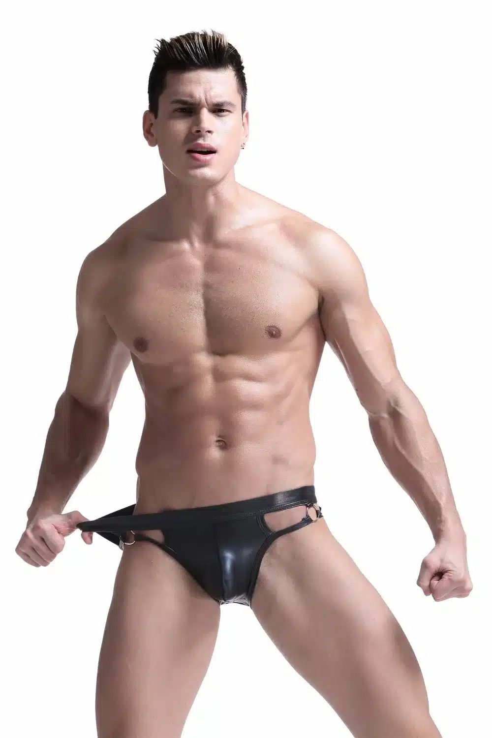 Gay Men Underwear Jockstrap Mens Thongs And G Strings PU Leather Sexy Underwear Men Erotic Penis Men's Thongs String Homme 5