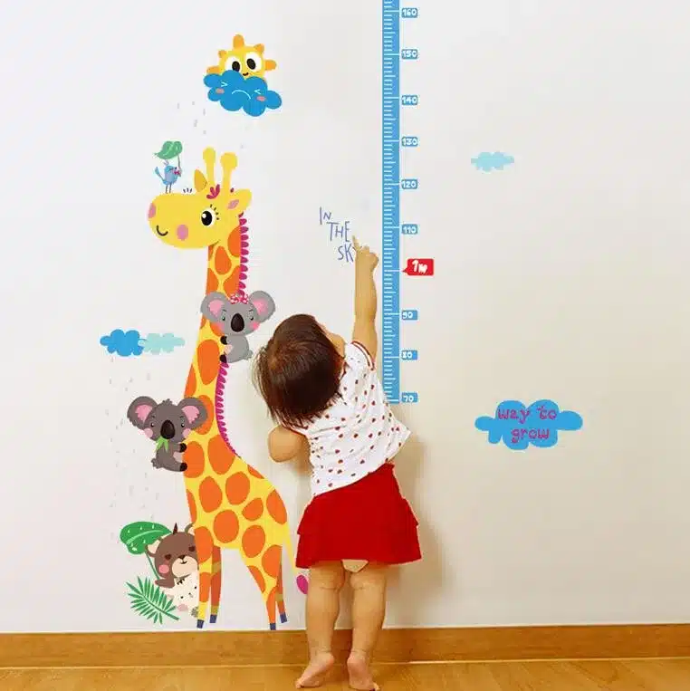 Free shipping Kids hoogte grafiek muursticker interieur giraf hoogte heerser decoratie kamer decals muur art sticker wallpaper 17