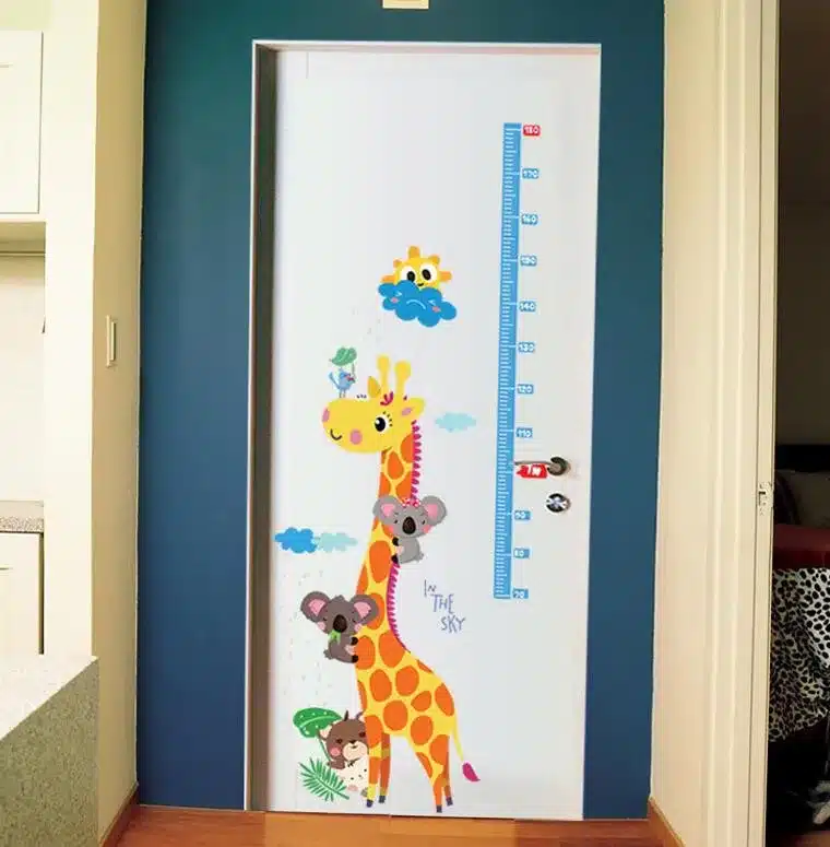 Free shipping Kids hoogte grafiek muursticker interieur giraf hoogte heerser decoratie kamer decals muur art sticker wallpaper 18