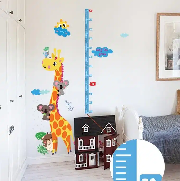 Free shipping Kids hoogte grafiek muursticker interieur giraf hoogte heerser decoratie kamer decals muur art sticker wallpaper 21