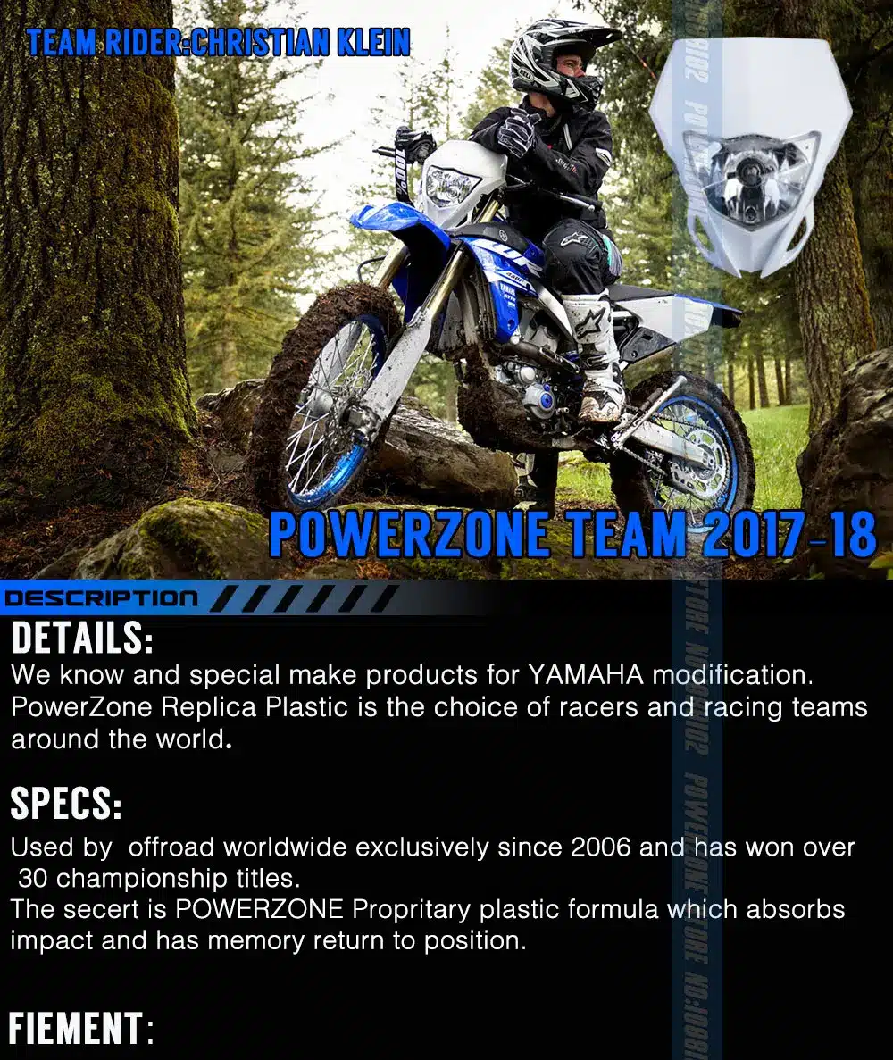 Powerzone Motorcycle Headlight Headlamp For YAMAHA WR250F 2015-2018 WR450F 2018 MX Enduro Dirt Bike Universal CRF YZF DRZ KLX 1