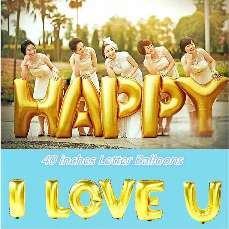 40 inch gold giant letter foil balloons wedding decoration inflatable helium happy birthday letters balloon event party supplies 1