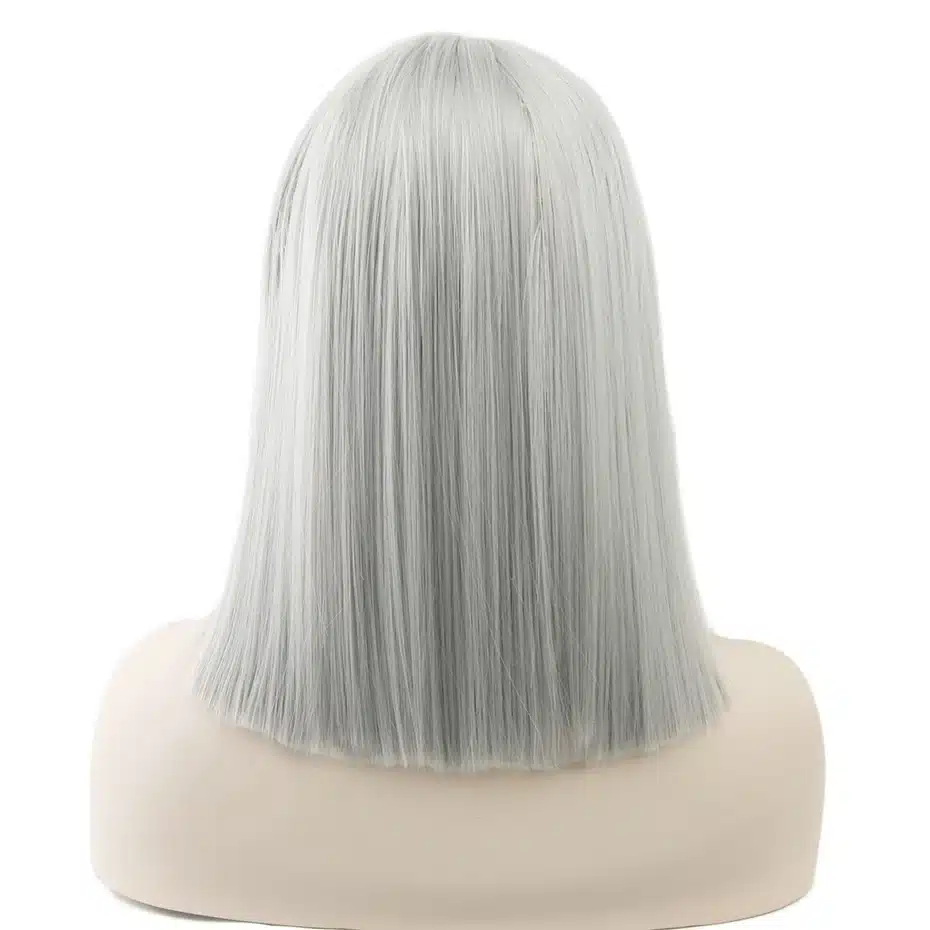 Soowee 8 Colors Short Straight Heat Resistant Synthetic Hair Gray Nature Black Women Party Cosplay Wigs 12