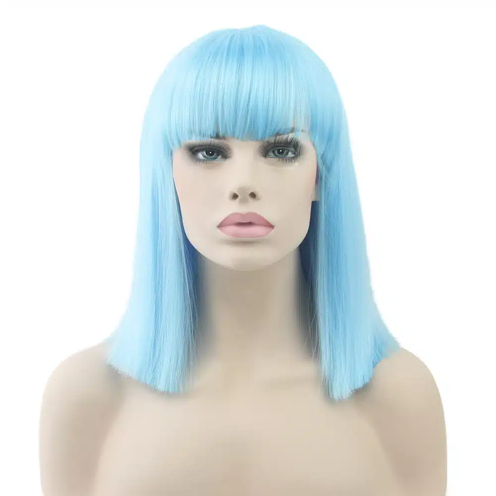 Soowee 8 Colors Short Straight Heat Resistant Synthetic Hair Gray Nature Black Women Party Cosplay Wigs 15