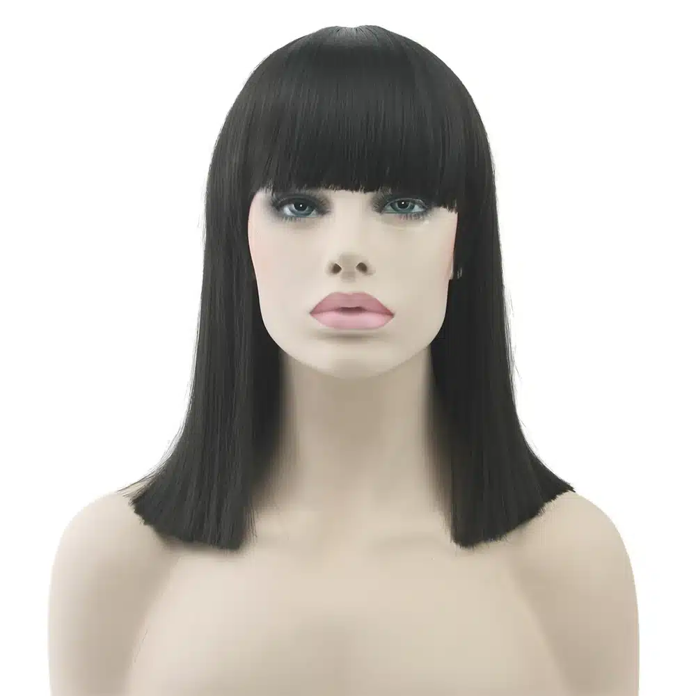Soowee 8 Colors Short Straight Heat Resistant Synthetic Hair Gray Nature Black Women Party Cosplay Wigs 16