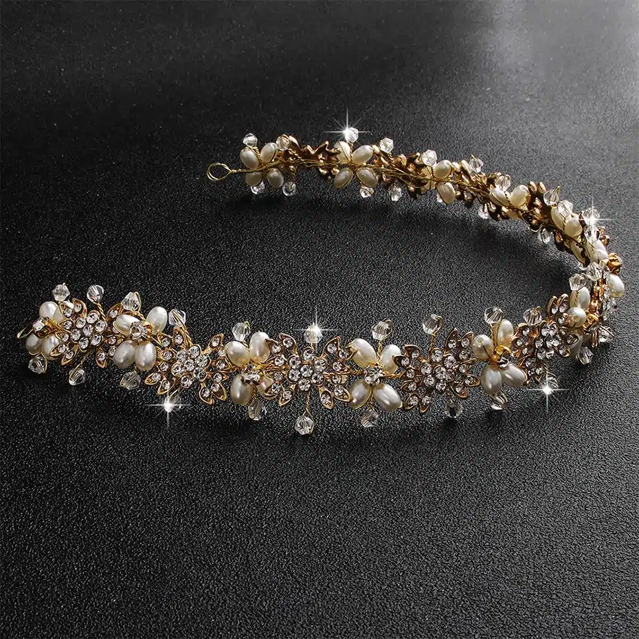Miallo Luxury Clear Crystal Bridal Hair Vine Pearls Wedding Hair Jewelry Accessories Headpiece Women Crowns Pageant HS-J4506 21