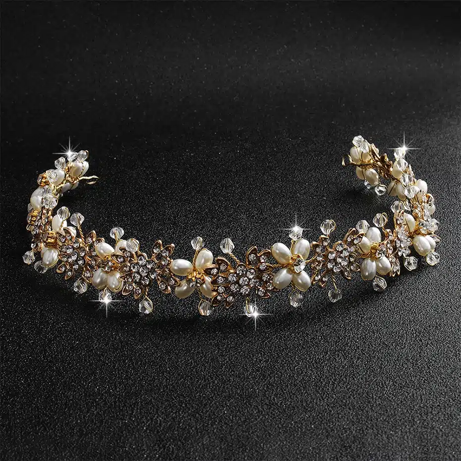 Miallo Luxury Clear Crystal Bridal Hair Vine Pearls Wedding Hair Jewelry Accessories Headpiece Women Crowns Pageant HS-J4506 22