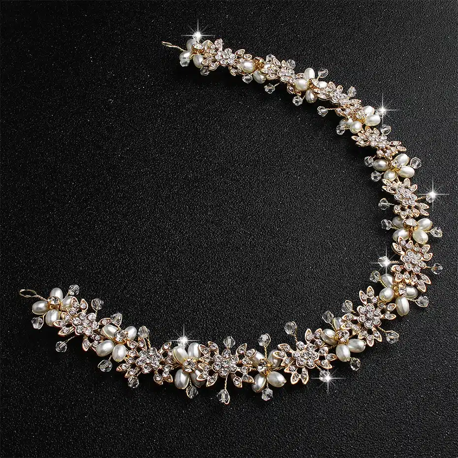 Miallo Luxury Clear Crystal Bridal Hair Vine Pearls Wedding Hair Jewelry Accessories Headpiece Women Crowns Pageant HS-J4506 23