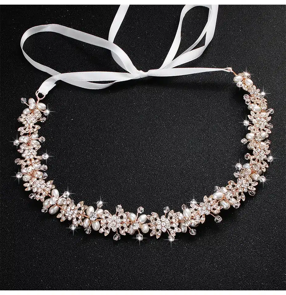 Miallo Luxury Clear Crystal Bridal Hair Vine Pearls Wedding Hair Jewelry Accessories Headpiece Women Crowns Pageant HS-J4506 24