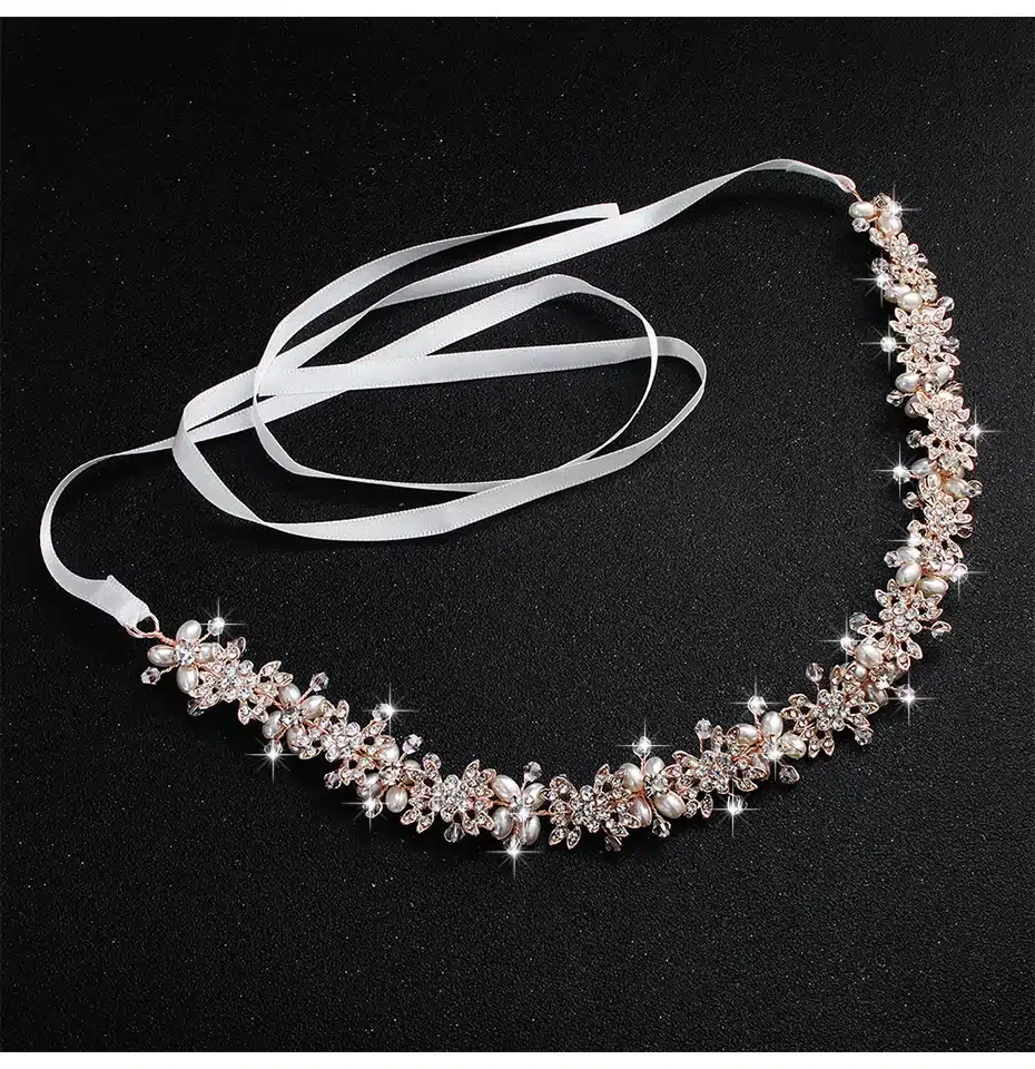 Miallo Luxury Clear Crystal Bridal Hair Vine Pearls Wedding Hair Jewelry Accessories Headpiece Women Crowns Pageant HS-J4506 25