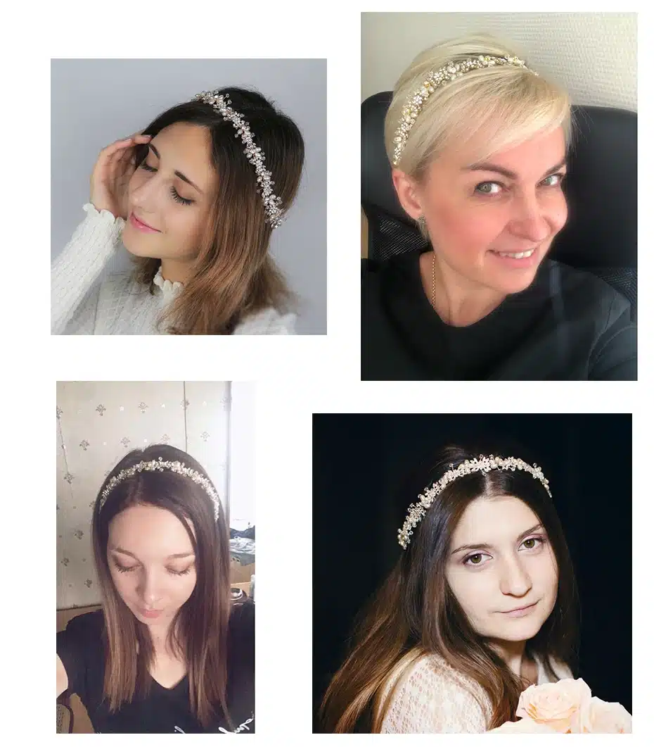 Miallo Luxury Clear Crystal Bridal Hair Vine Pearls Wedding Hair Jewelry Accessories Headpiece Women Crowns Pageant HS-J4506 30