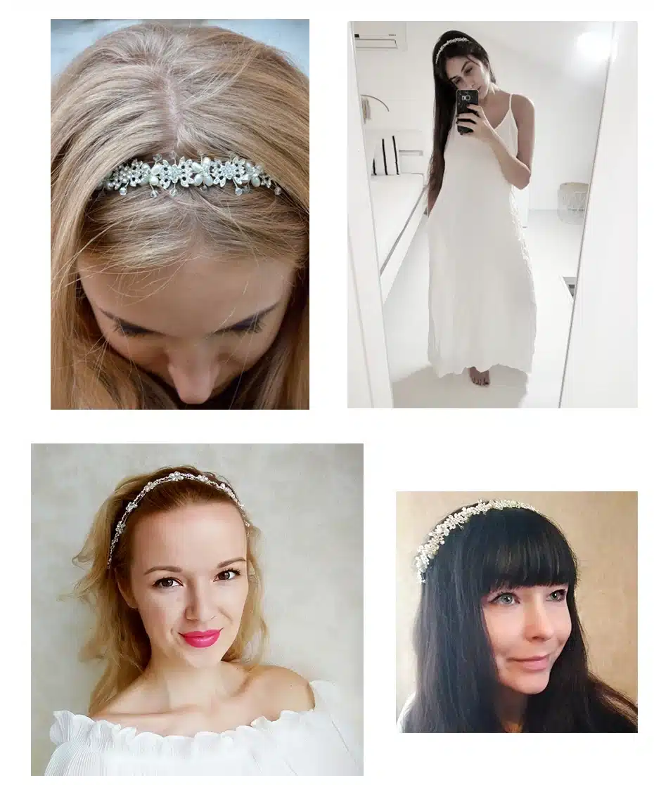 Miallo Luxury Clear Crystal Bridal Hair Vine Pearls Wedding Hair Jewelry Accessories Headpiece Women Crowns Pageant HS-J4506 31