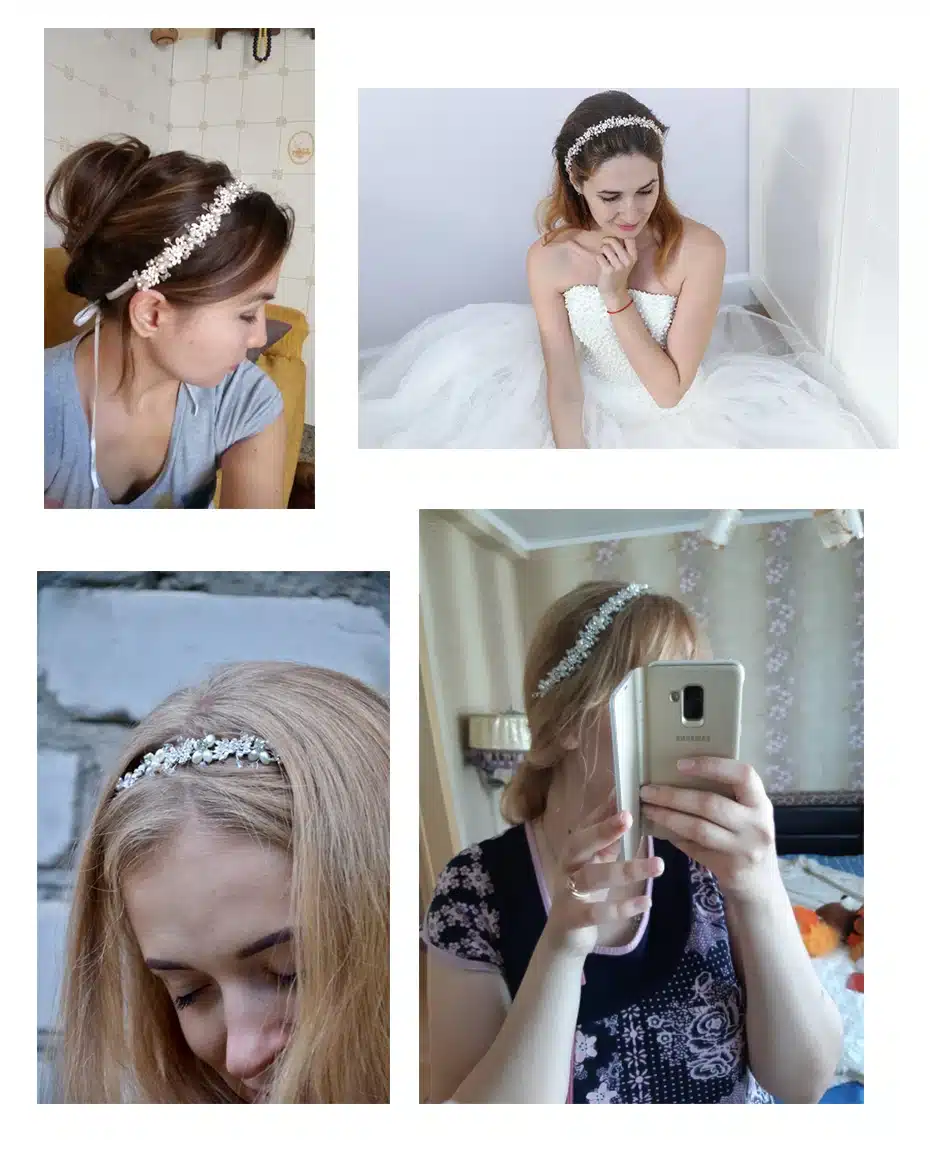 Miallo Luxury Clear Crystal Bridal Hair Vine Pearls Wedding Hair Jewelry Accessories Headpiece Women Crowns Pageant HS-J4506 32