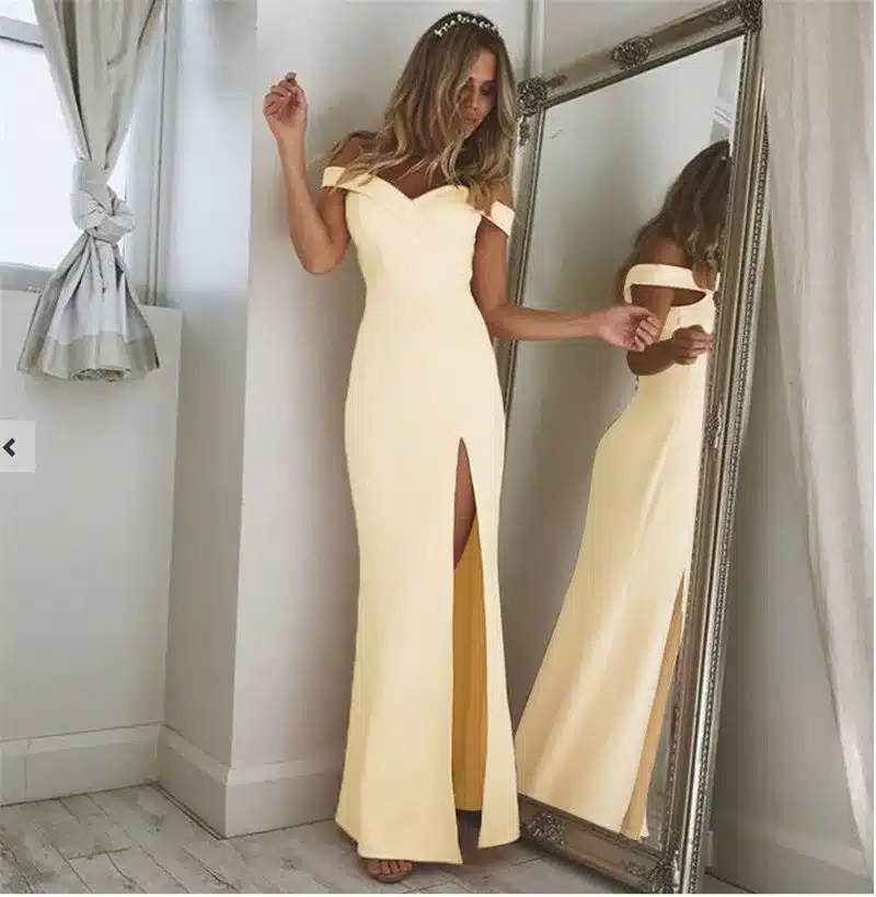 Summer New Arrival Off Shoulder Sexy Black Pink Dress 2019 Sexy Split The Fork Dress Women Elegant Slash Neck long Dress Vestido 19