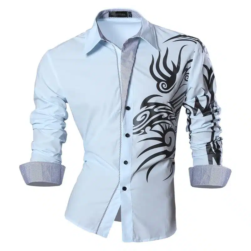 2018 Spring Autumn Features Shirts Men Casual Jeans Shirt New Arrival Long Sleeve Casual Slim Fit Male Shirts Z001 24