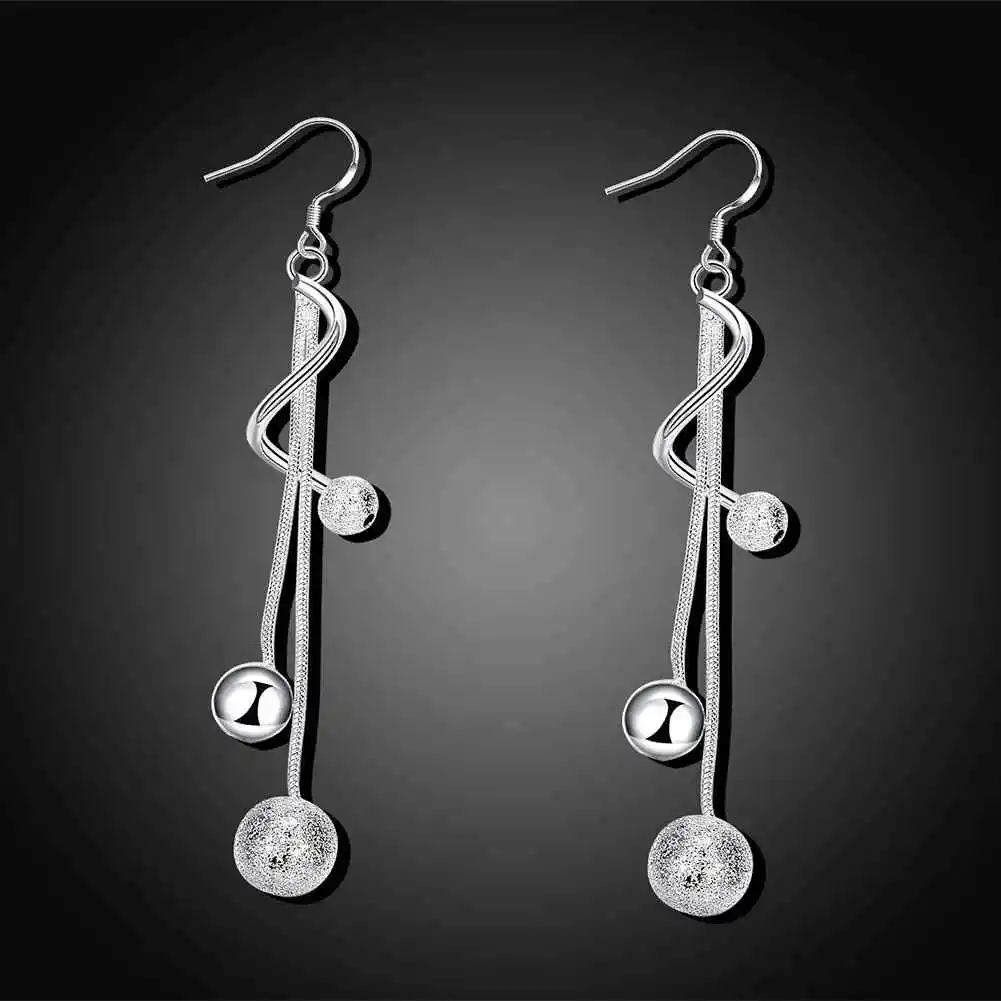 Free Shipping 2015 Lovely silver earrings fashion jewelry Twisted Beads drop brincos de festa bijoux for women earings SMTE276 22