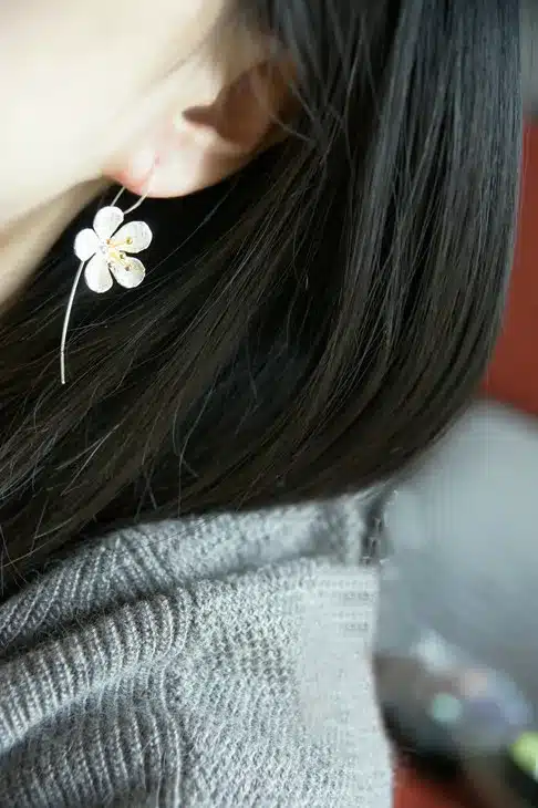 925 Sterling Silver Flower Long Tassel Earrings For Women Thai Process Elegant Lady Sterling-silver-jewelry Free Shipping 14