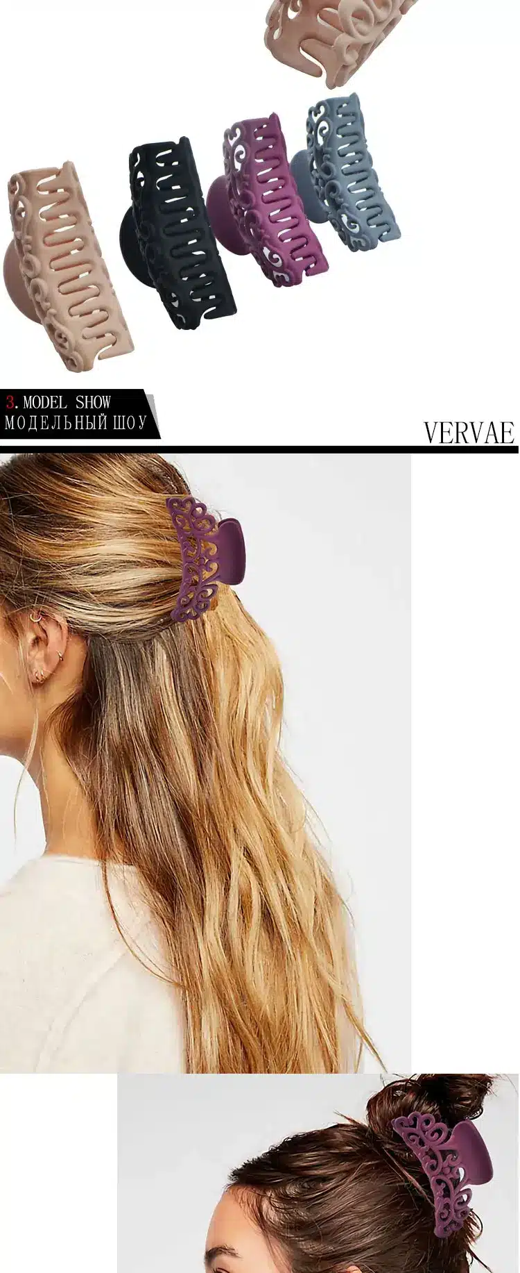 Women Big Hair Claw Clip for Thick Hair Large Korean Fashion Girls Headwear Hair Clip Accessories Ponytail Holder 2019 VERVAE 9