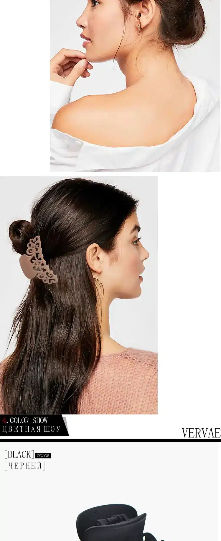 Women Big Hair Claw Clip for Thick Hair Large Korean Fashion Girls Headwear Hair Clip Accessories Ponytail Holder 2019 VERVAE 10