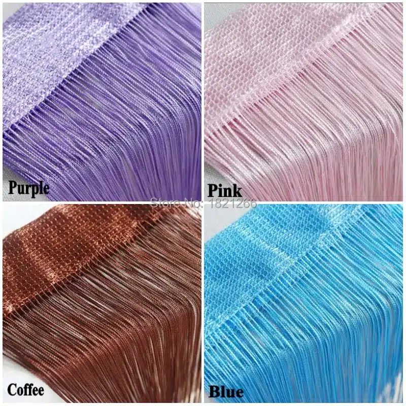 Solid Color String Curtain 300*300CM Black White Green Classic Line Curtain Window Blind Valance Room Divider Door Decorative 12