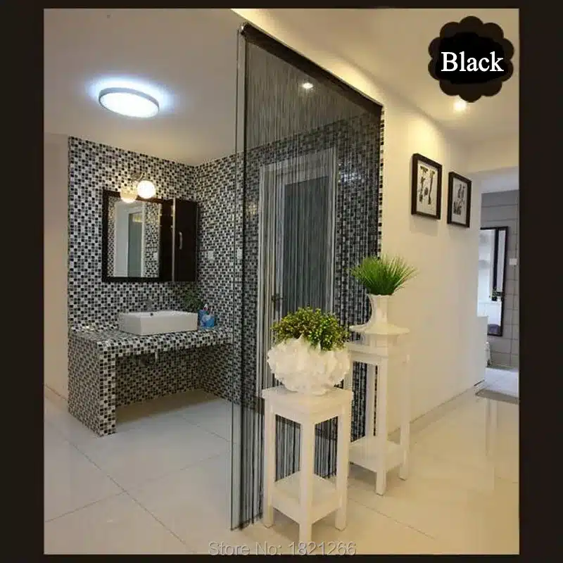 Solid Color String Curtain 300*300CM Black White Green Classic Line Curtain Window Blind Valance Room Divider Door Decorative 16