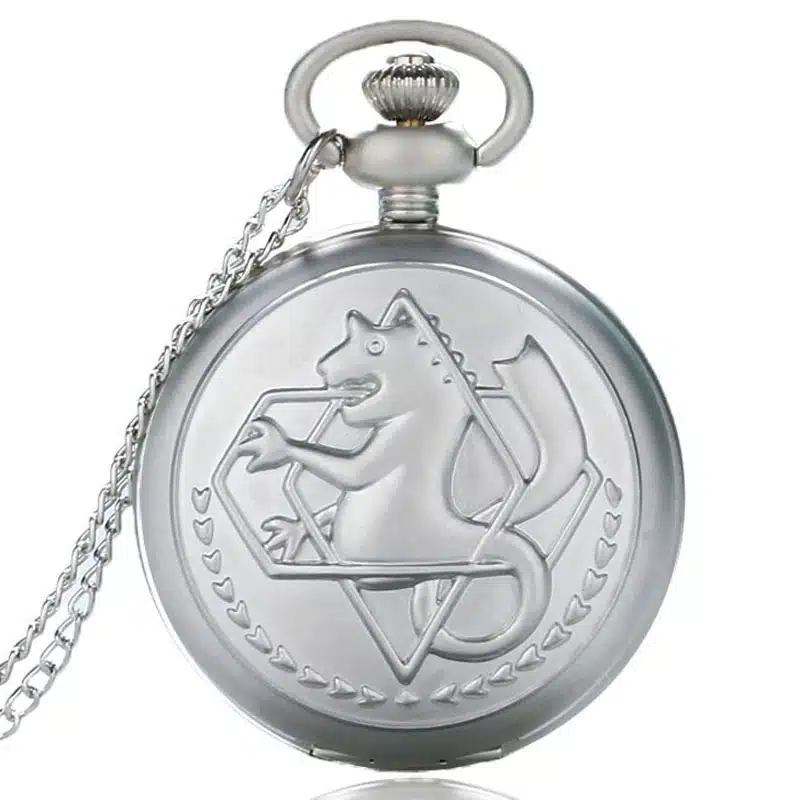 Luxury Silver Fullmetal Alchemist Pocket Watch with Edward Elric's Glass Dome Pendant Necklace Men Women Christmas Gifts Box Set 2017 2018 (3)