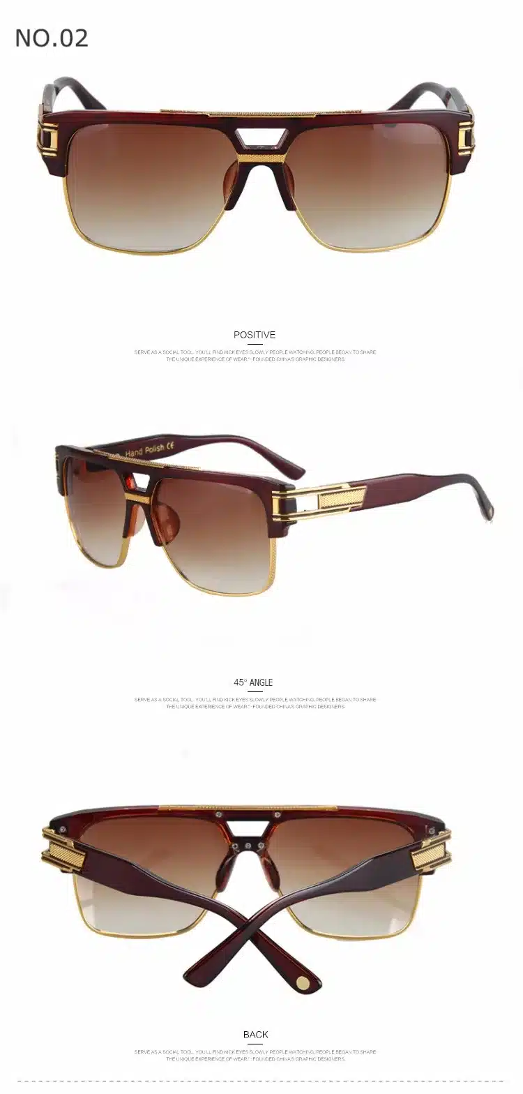 Fashion Luxury Sunglasses Men Women Brand Designer Semi-Rimless Sun Glasses For Male Ladies Female Big Frame UV400 Oculos RS007 15