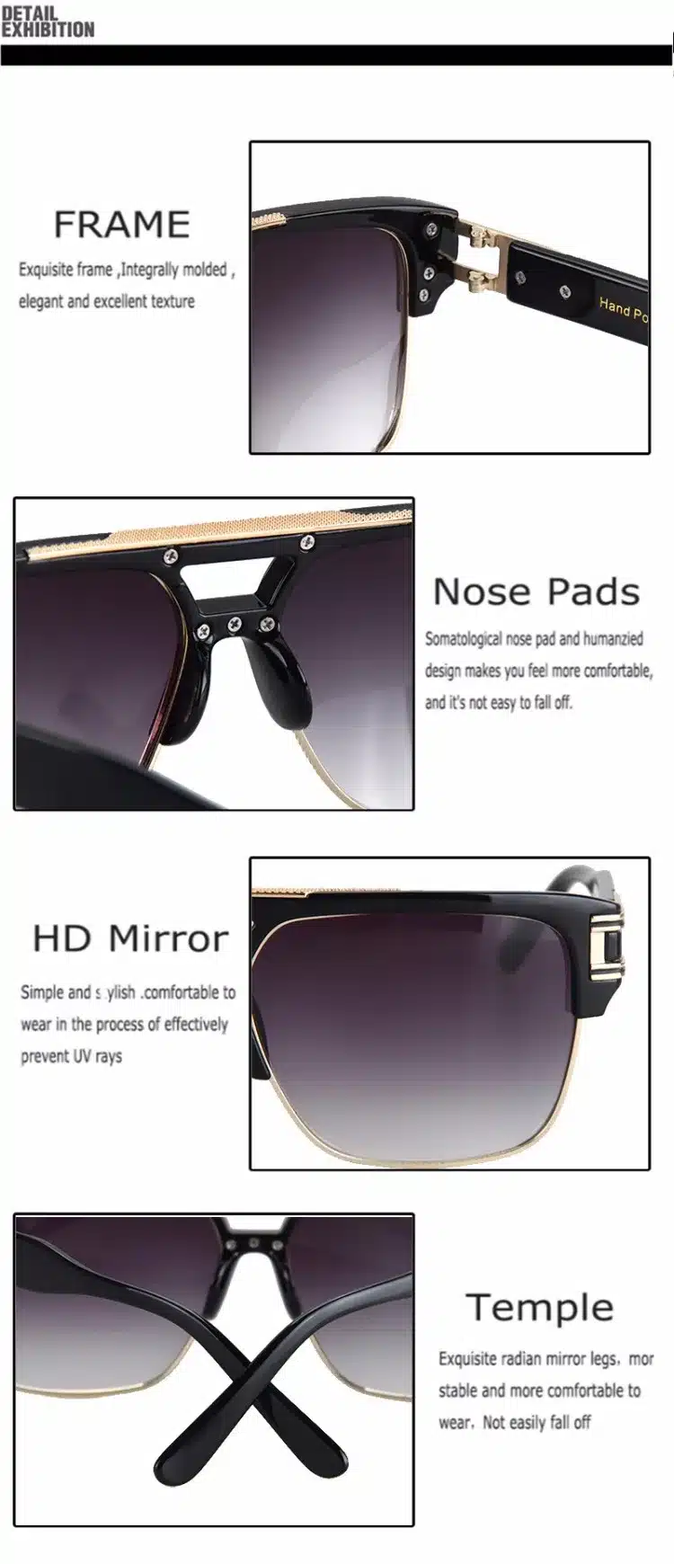 Fashion Luxury Sunglasses Men Women Brand Designer Semi-Rimless Sun Glasses For Male Ladies Female Big Frame UV400 Oculos RS007 23
