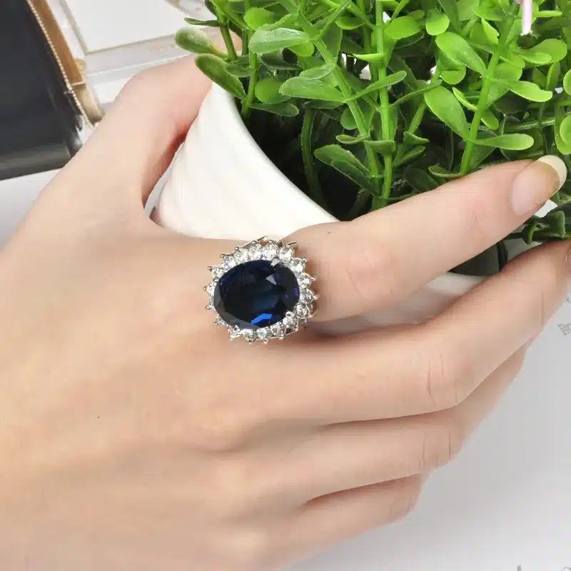 Hot Sale Top Quality Fashion Women Luxurious Elegent Blue Crystal Wedding Ring Concise Jewelry Anillos Perfect 14