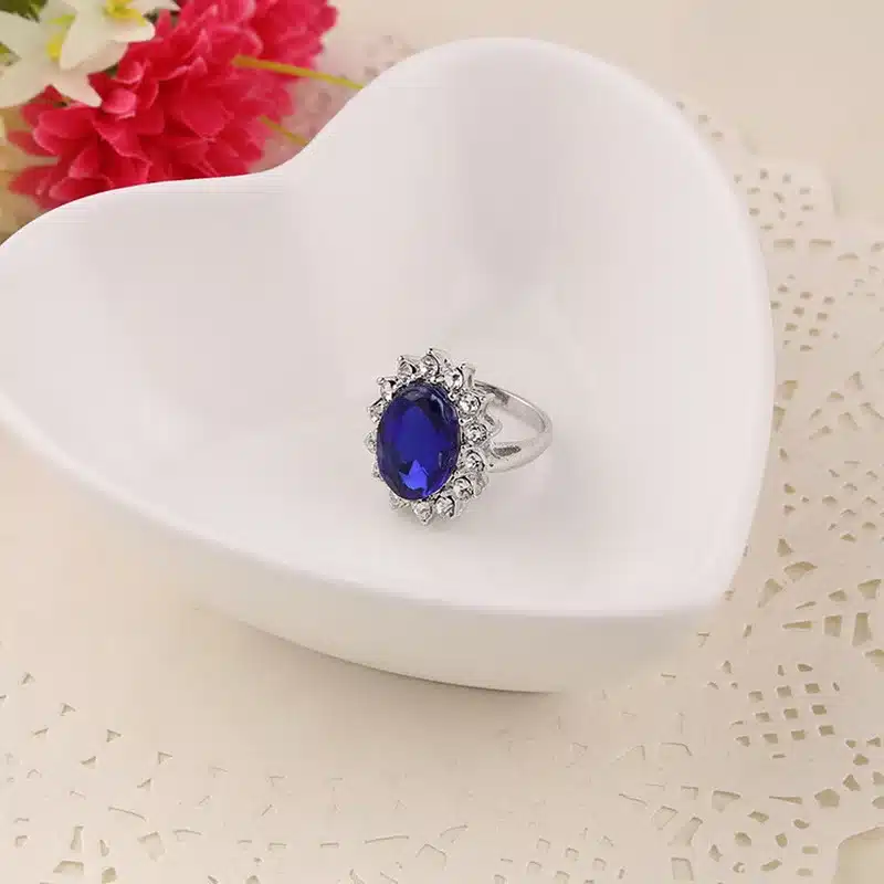 Hot Sale Top Quality Fashion Women Luxurious Elegent Blue Crystal Wedding Ring Concise Jewelry Anillos Perfect 17