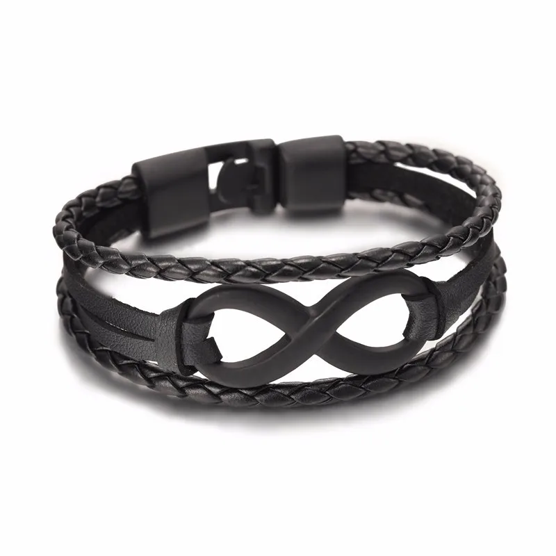 2017 Hot sale high quailty Infinity Bracelet Bangle Genuine Leather Hand Chain Buckle friendship men women bracelet 12