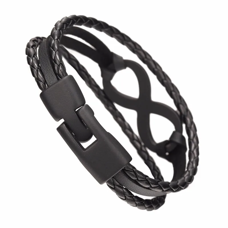 2017 Hot sale high quailty Infinity Bracelet Bangle Genuine Leather Hand Chain Buckle friendship men women bracelet 13