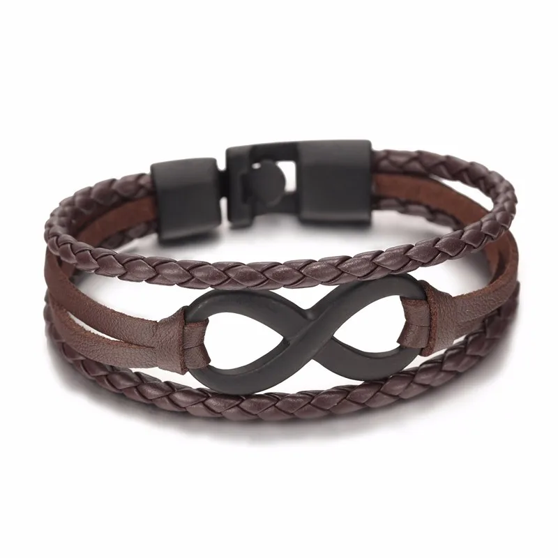 2017 Hot sale high quailty Infinity Bracelet Bangle Genuine Leather Hand Chain Buckle friendship men women bracelet 15
