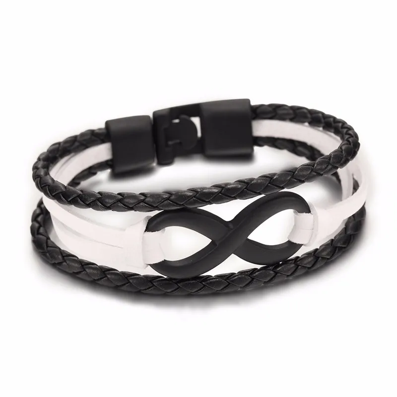 2017 Hot sale high quailty Infinity Bracelet Bangle Genuine Leather Hand Chain Buckle friendship men women bracelet 17