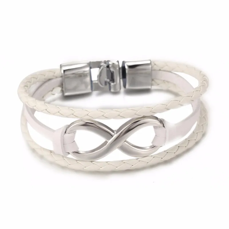 2017 Hot sale high quailty Infinity Bracelet Bangle Genuine Leather Hand Chain Buckle friendship men women bracelet 18